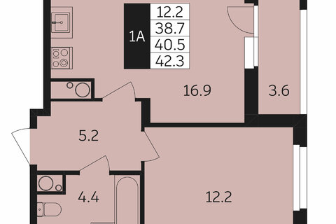 1-к квартира, 42,3 м², 11/18 эт.