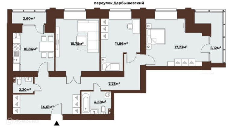 Квартира, 89.2 м², 3 комн.