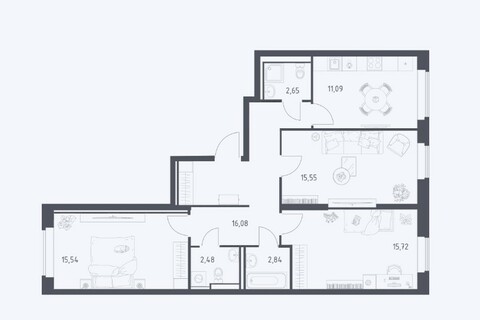3-к квартира, 82 м², 17/25 эт.