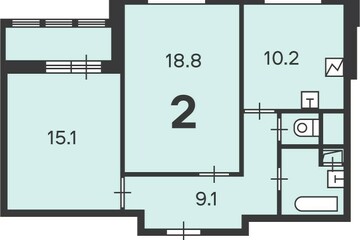 2-к квартира, 58,1 м², 14/17 эт.