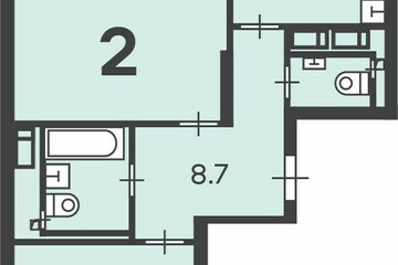 2-к квартира, 61,8 м², 2/20 эт.