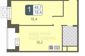 1-к квартира, 48,7 м², 10/28 эт.