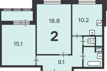 2-к квартира, 58,1 м², 14/17 эт.