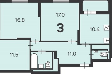 3-к квартира, 72,8 м², 2/17 эт.