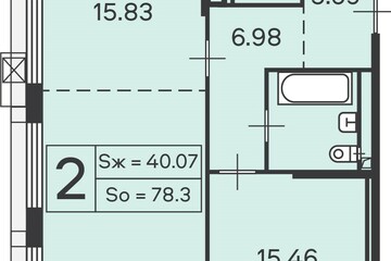 2-к квартира, 78,3 м², 14/26 эт.