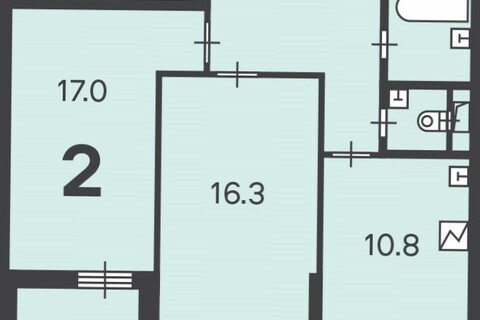 2-к квартира, 56,9 м², 2/11 эт.