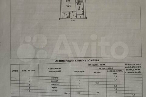 1-к квартира, 36,4 м², 7/9 эт.