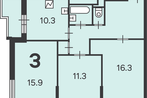 3-к квартира, 71,2 м², 22/25 эт.