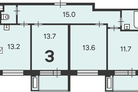 3-к квартира, 72,6 м², 2/28 эт.