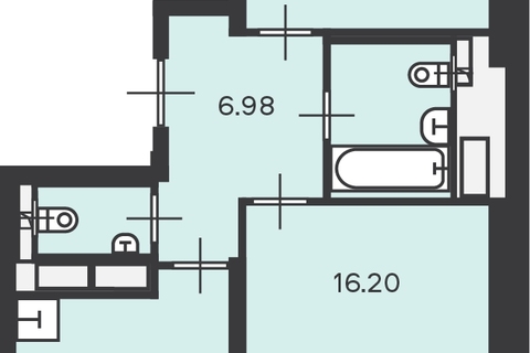 2-к квартира, 55,1 м², 14/18 эт.