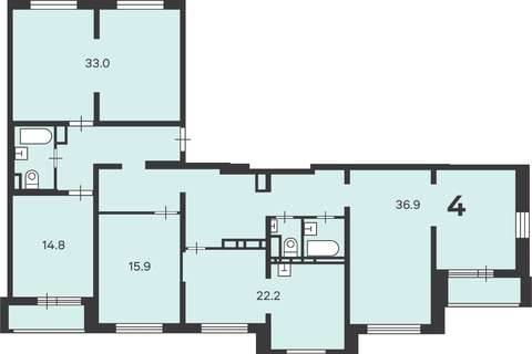 4-к квартира, 162,7 м², 13/13 эт.