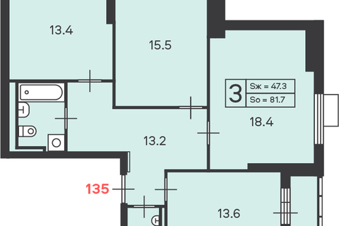 3-к квартира, 81,7 м², 24/45 эт.