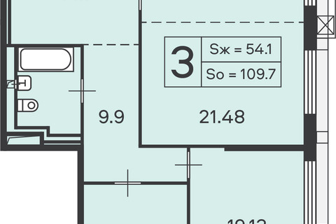 3-к квартира, 109,7 м², 8/26 эт.