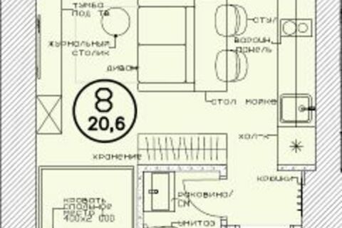 Апартаменты, 20,6 м², 1/5 эт.