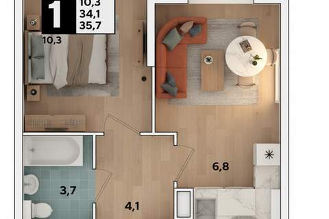 1-к квартира, 34 м², 18/24 эт.