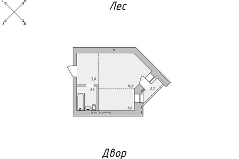 1-к квартира, 33,4 м², 3/10 эт.