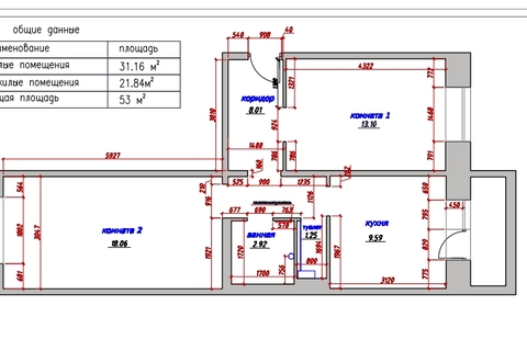 2-к квартира, 53 м², 6/10 эт.